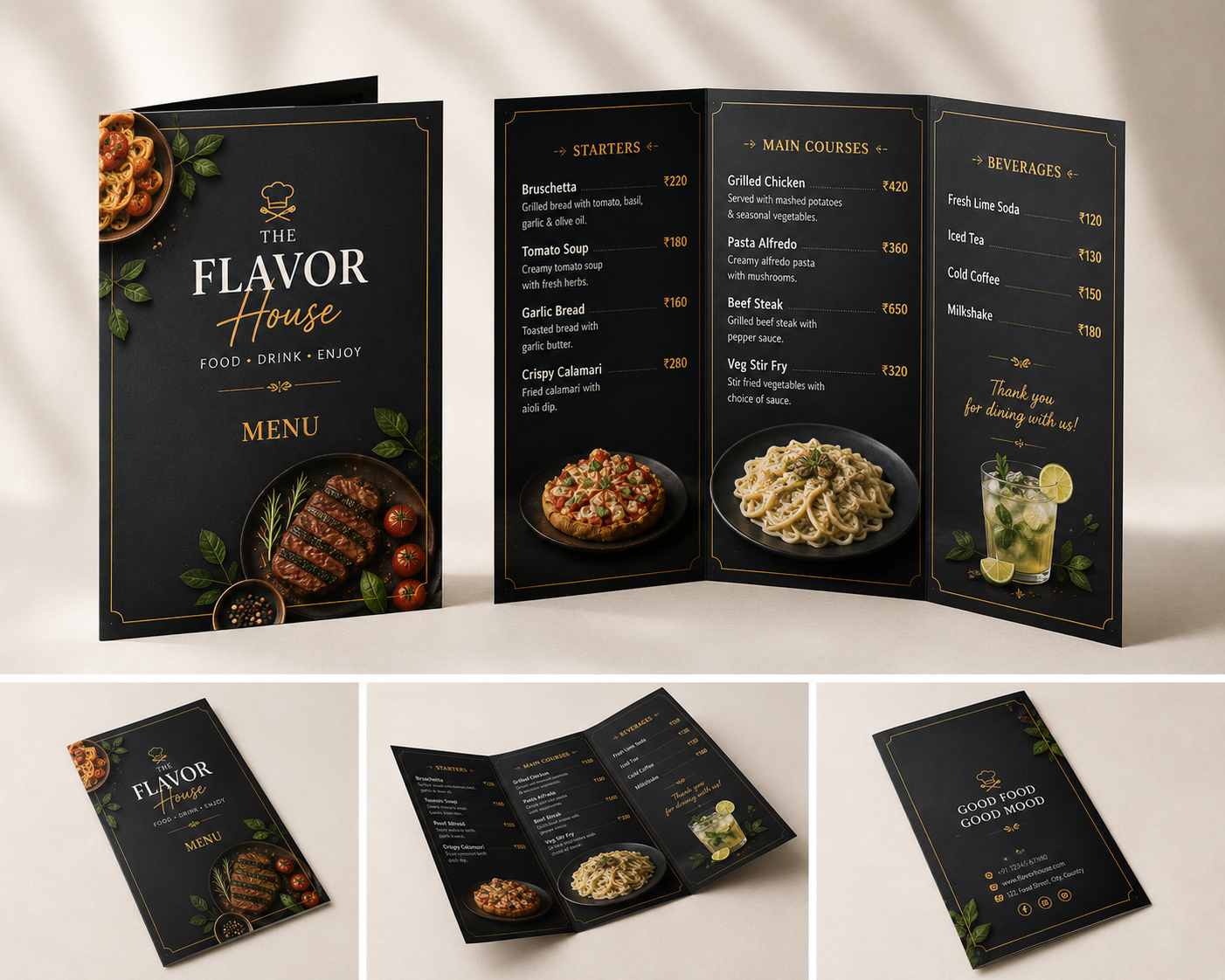 menu card trifold