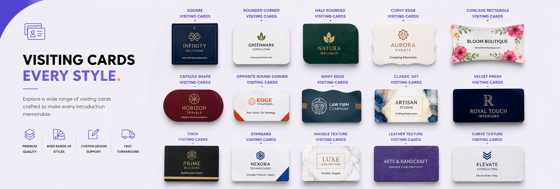 Visiting Cards - Every Style. Explore a wide range of visiting cards crafted to make every introduction memorable.